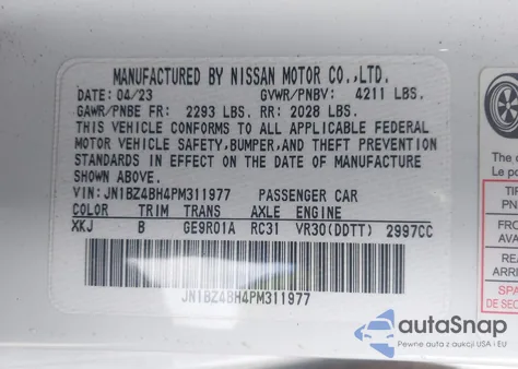 2023 Nissan Z Performance Auto from USA, damaged, VIN JN1BZ4BH4PM311977